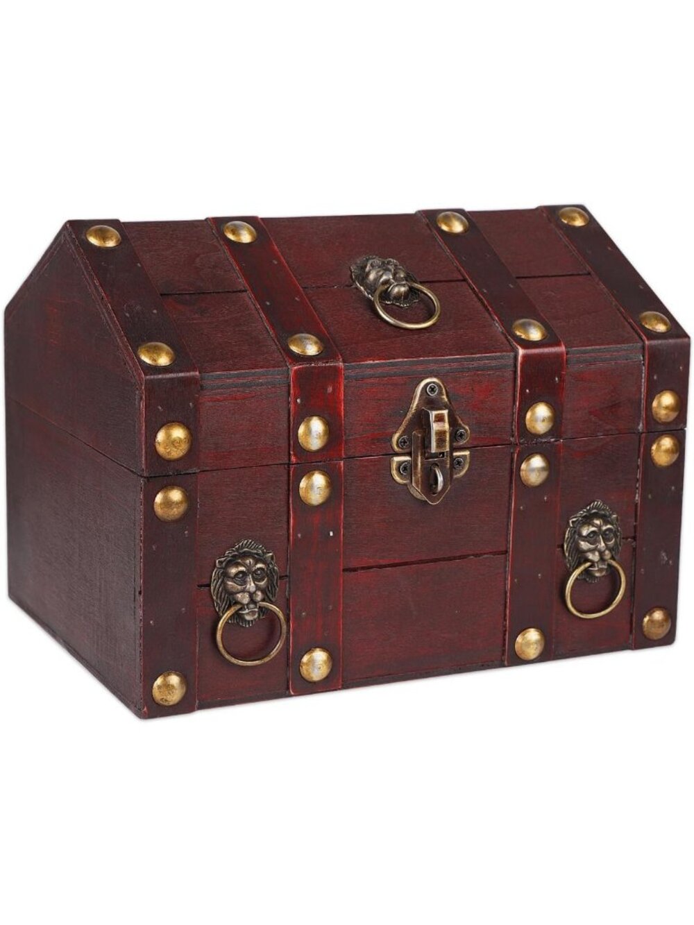 Large Wooden Pirate Treasure Chest Box with Hinged Lids - Perfect for Storage
